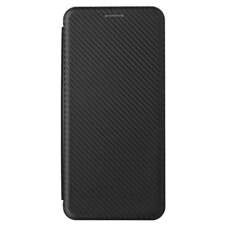 For vivo X80 Pro 5G Carbon Fiber Texture PU Leather Stand Case Magnetic Auto-absorbed Folio Flip Phone Cover with Card Holder - Black