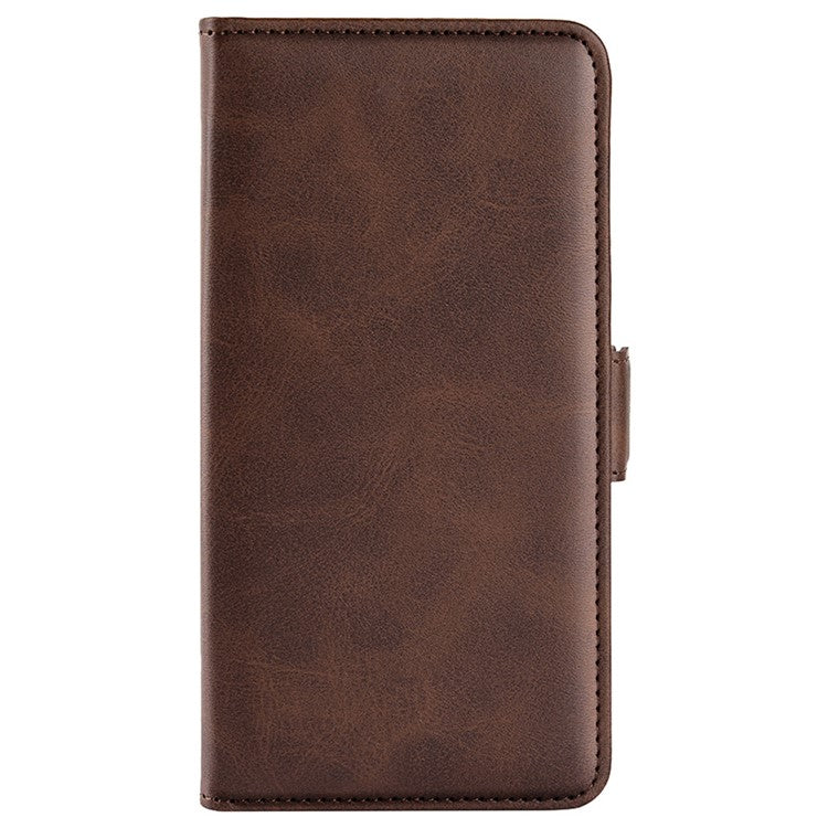 For vivo X90 Pro 5G Calf Texture Stand Phone Case PU Leather Dual Magnetic Clasp Wallet Drop Protection Phone Cover - Brown