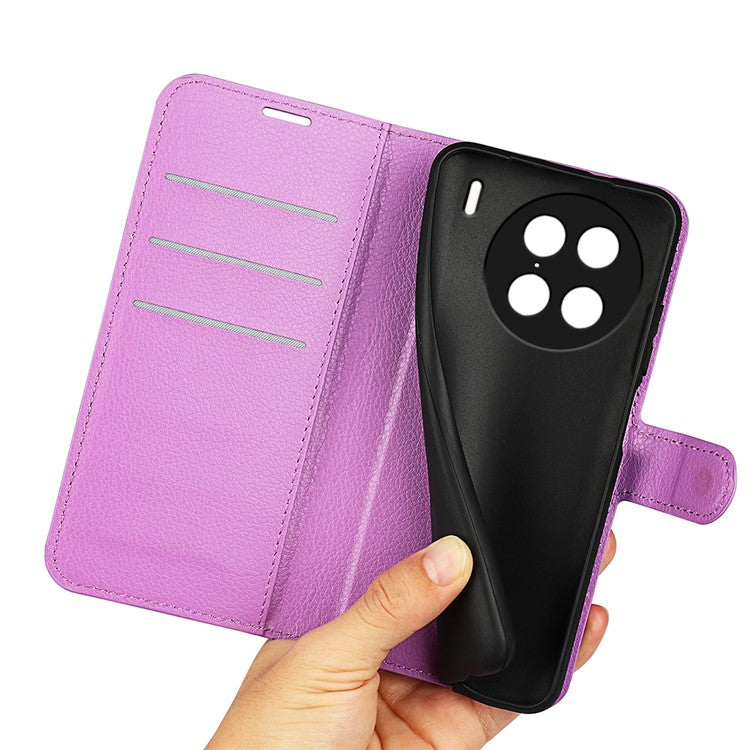 For vivo X90 Pro 5G Full Protection Flip Phone Case Anti-scratch Litchi Texture PU Leather Stand Wallet Phone Cover - Purple