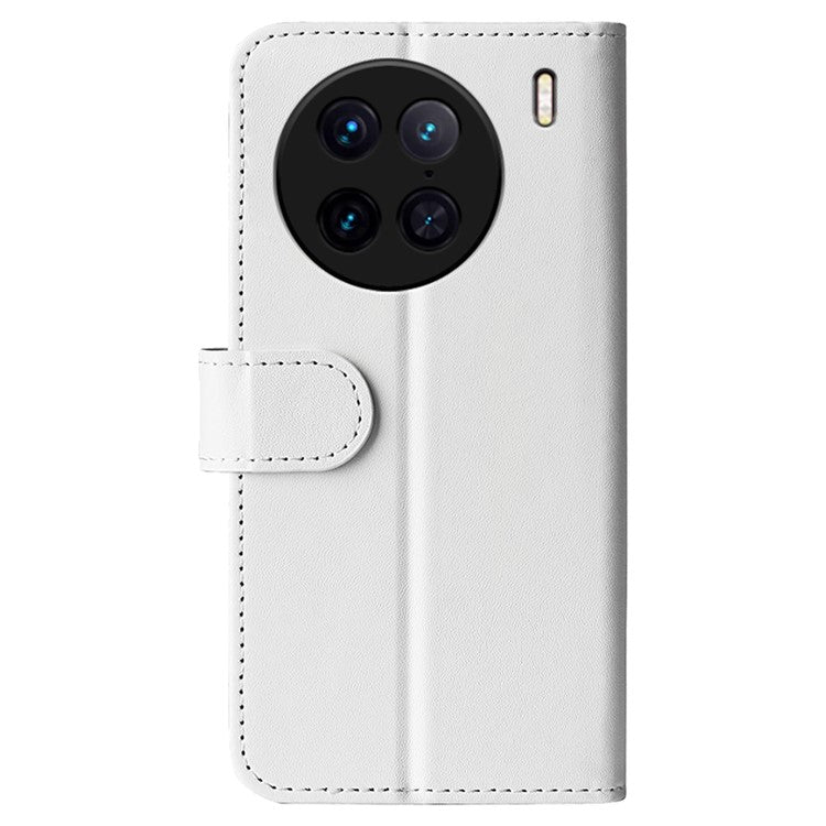 For vivo X90 Pro 5G Drop Protection Crazy Horse Texture Flip Stand Phone Case PU Leather+TPU Phone Wallet Cover - White