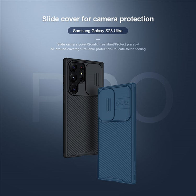 NILLKIN CamShield Pro Series for Samsung Galaxy S23 Ultra Anti-drop PC + TPU Cover Phone Case with Slide Camera Protector - Black