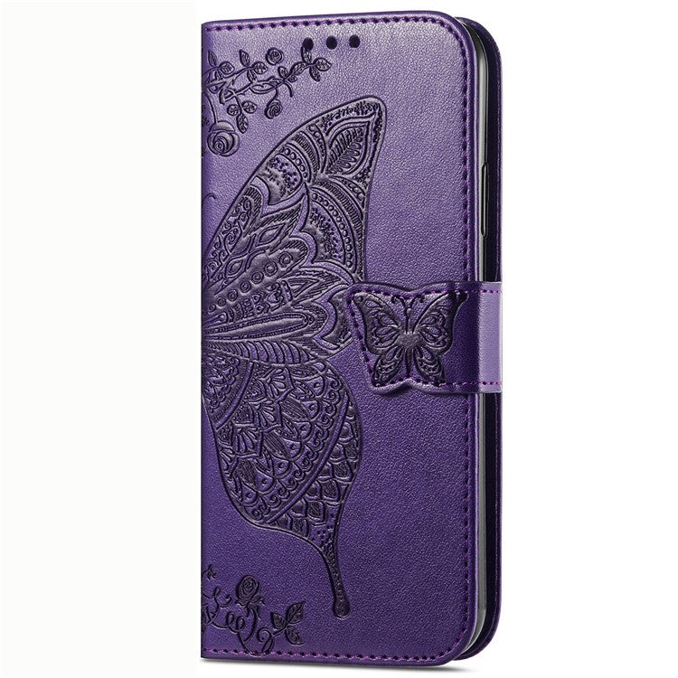 For vivo Y21 / Y21s / Y33s Anti-drop PU Leather Phone Case Imprinted Butterfly Pattern Stand Wallet Cell Phone Cover - Purple