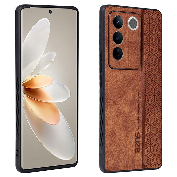 AZNS For vivo S16e 5G Imprinted Pattern Phone Case Bump Proof PU Leather Coated TPU Back Cover - Brown