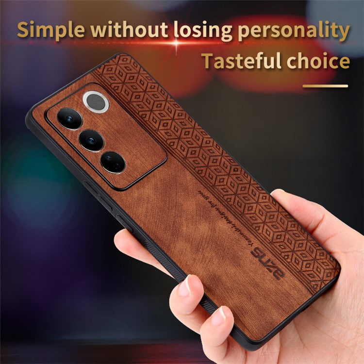 AZNS For vivo S16e 5G Imprinted Pattern Phone Case Bump Proof PU Leather Coated TPU Back Cover - Brown