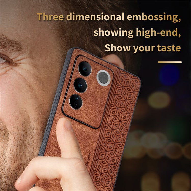 AZNS For vivo S16e 5G Imprinted Pattern Phone Case Bump Proof PU Leather Coated TPU Back Cover - Brown