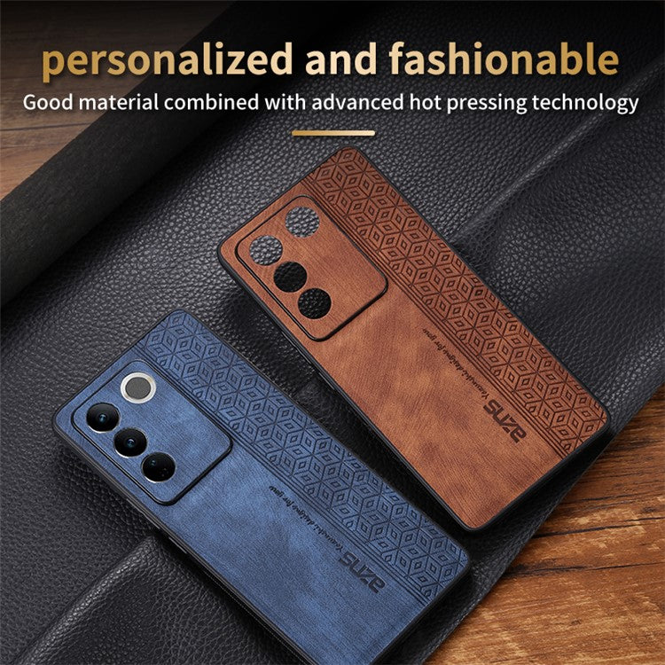 AZNS For vivo S16e 5G Imprinted Pattern Phone Case Bump Proof PU Leather Coated TPU Back Cover - Brown