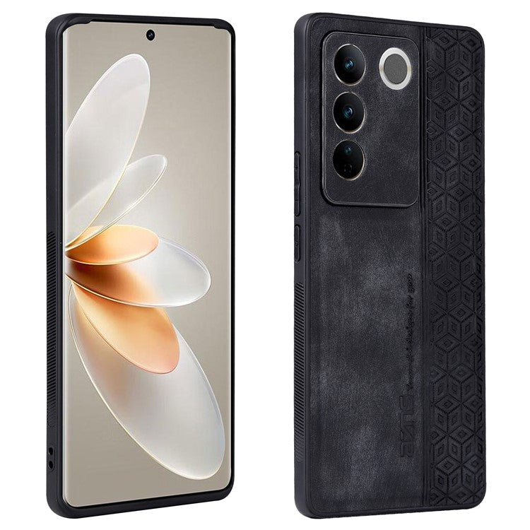 AZNS For vivo S16e 5G Imprinted Pattern Phone Case Bump Proof PU Leather Coated TPU Back Cover - Black