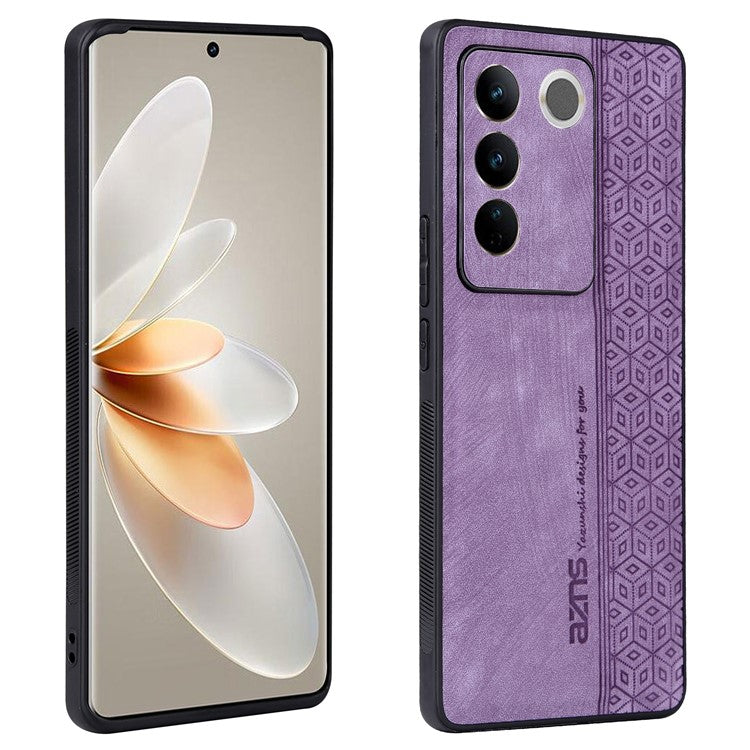 AZNS For vivo S16e 5G Imprinted Pattern Phone Case Bump Proof PU Leather Coated TPU Back Cover - Purple