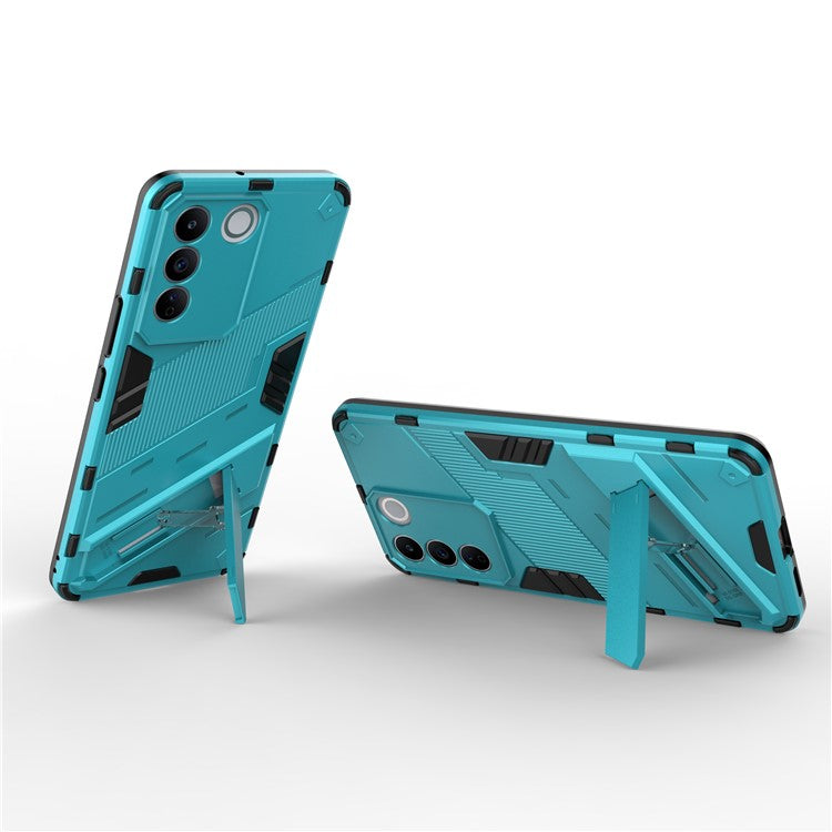 Anti-drop Phone Case For vivo S16e 5G, Kickstand Soft TPU Hard PC Phone Back Cover - Baby Blue