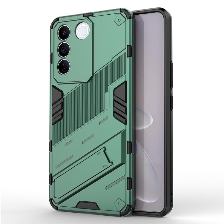 Anti-drop Phone Case For vivo S16e 5G, Kickstand Soft TPU Hard PC Phone Back Cover - Green