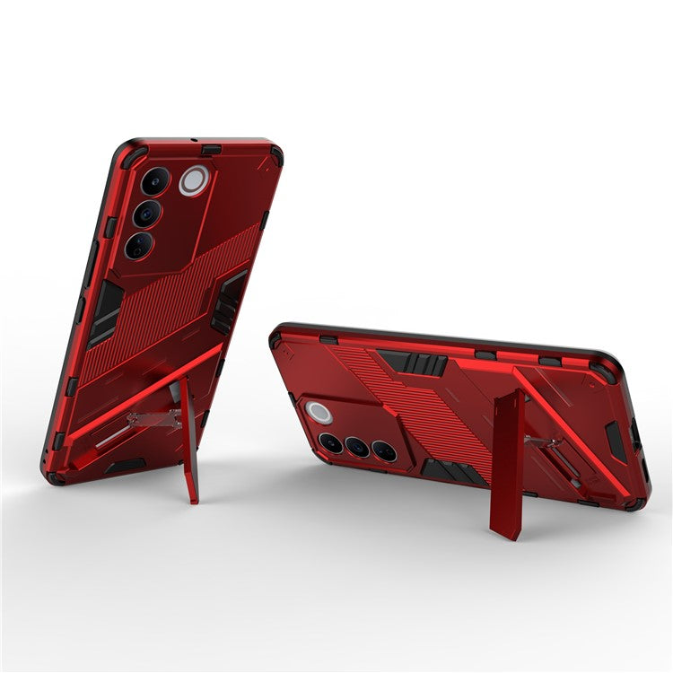 Anti-drop Phone Case For vivo S16e 5G, Kickstand Soft TPU Hard PC Phone Back Cover - Red