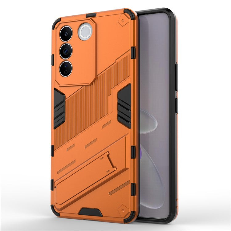 Anti-drop Phone Case For vivo S16e 5G, Kickstand Soft TPU Hard PC Phone Back Cover - Orange