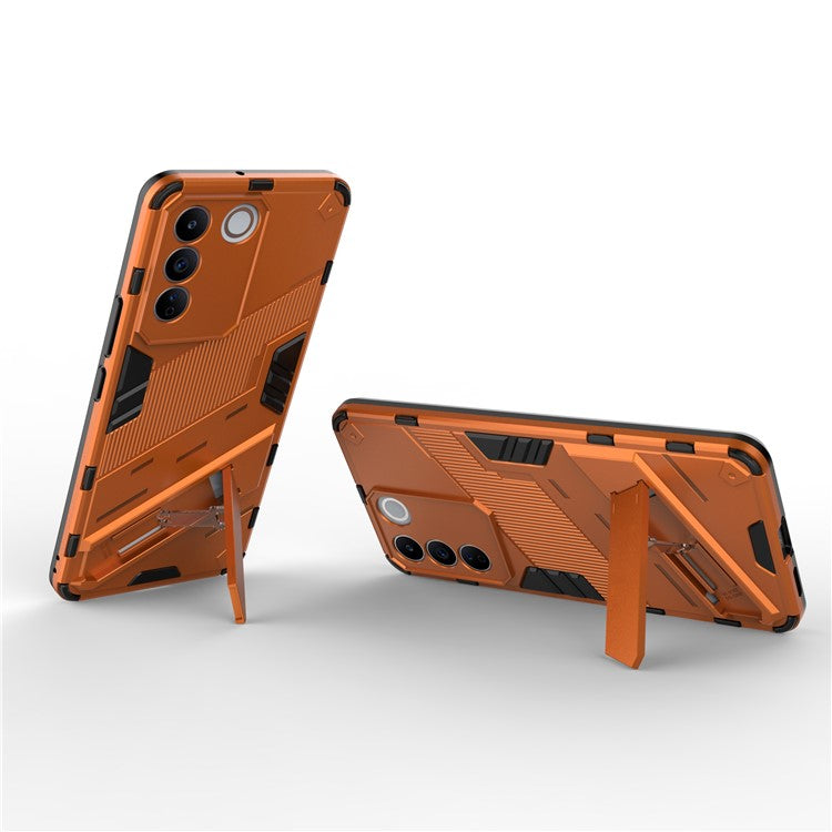 Anti-drop Phone Case For vivo S16e 5G, Kickstand Soft TPU Hard PC Phone Back Cover - Orange