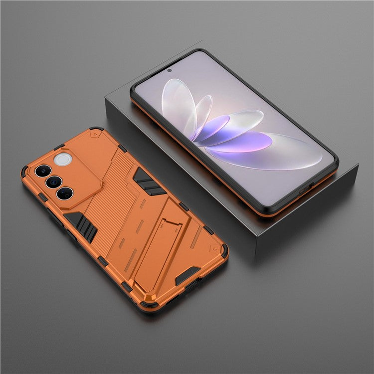 Anti-drop Phone Case For vivo S16e 5G, Kickstand Soft TPU Hard PC Phone Back Cover - Orange