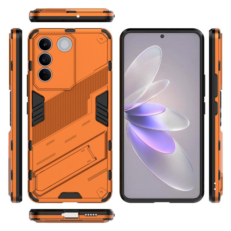 Anti-drop Phone Case For vivo S16e 5G, Kickstand Soft TPU Hard PC Phone Back Cover - Orange