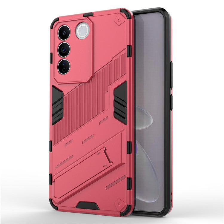 Anti-drop Phone Case For vivo S16e 5G, Kickstand Soft TPU Hard PC Phone Back Cover - Rose