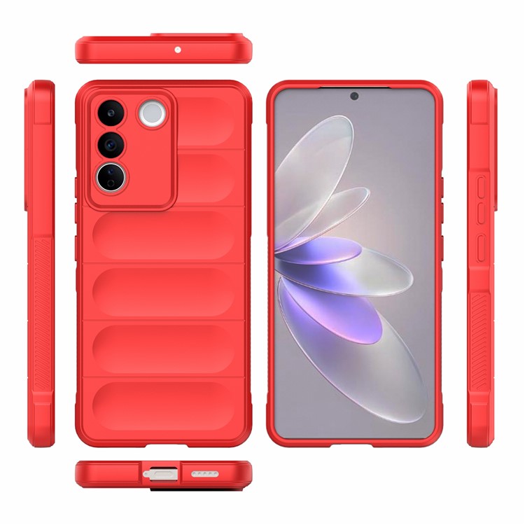 TPU Phone Case for vivo S16e 5G, Drop-proof Rugged Back Protective Phone Cover - Red