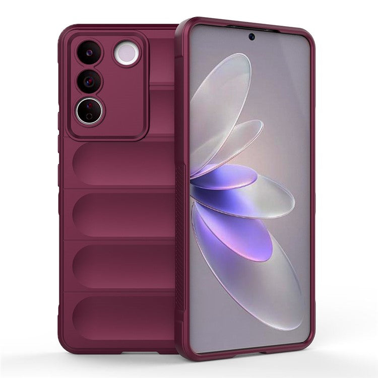 TPU Phone Case for vivo S16e 5G, Drop-proof Rugged Back Protective Phone Cover - Wine Red