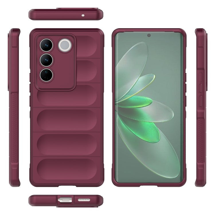 Soft TPU Phone Case for vivo S16 Pro, Anti-drop Rugged Back Phone Cover - Wine Red