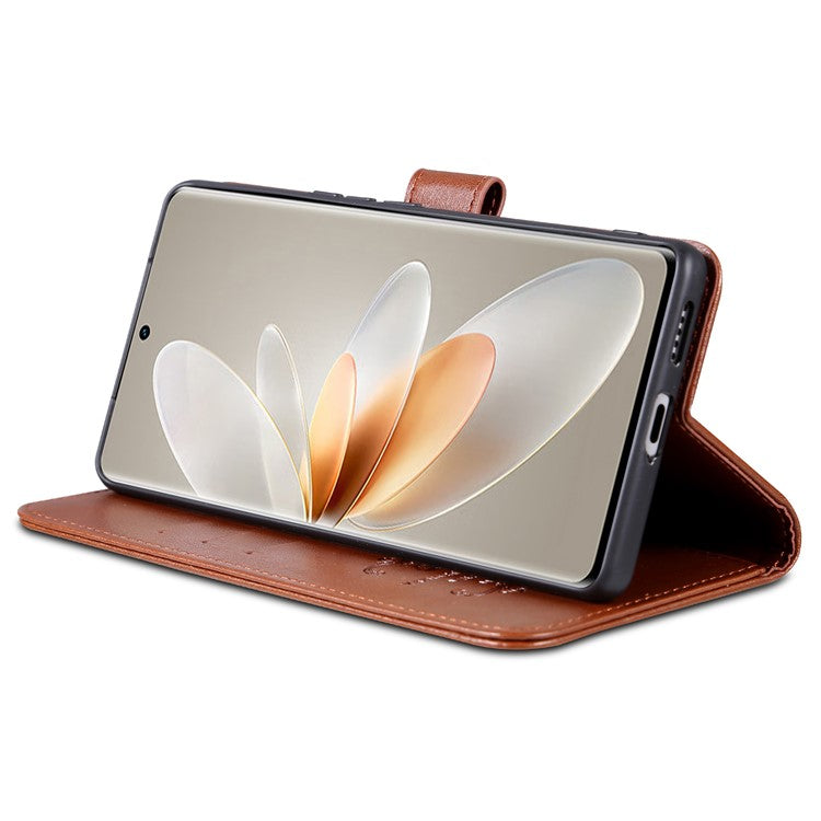 AZNS Leather Wallet Case for vivo S16 / S16 Pro, Stand Anti-drop Cell Phone Cover - Brown