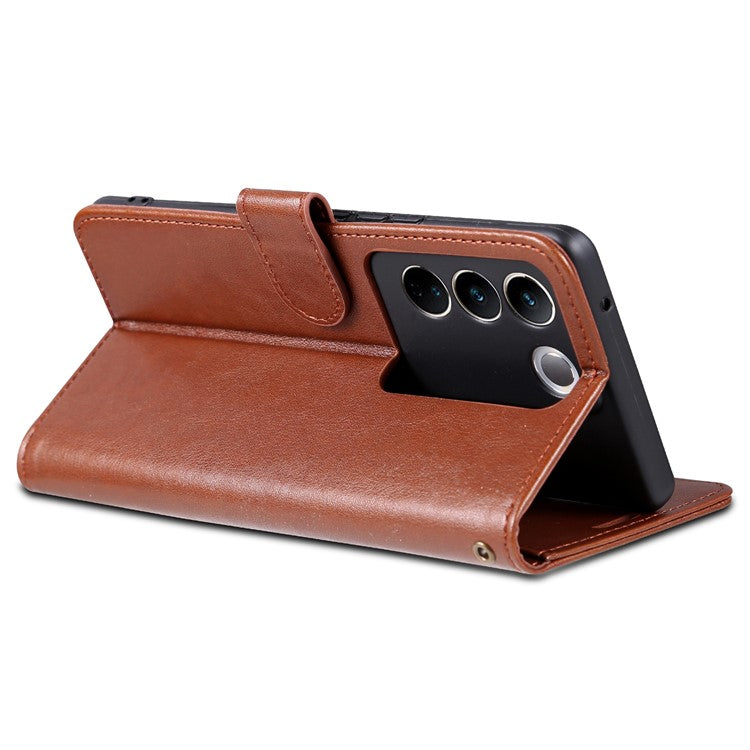 AZNS Leather Wallet Case for vivo S16 / S16 Pro, Stand Anti-drop Cell Phone Cover - Brown