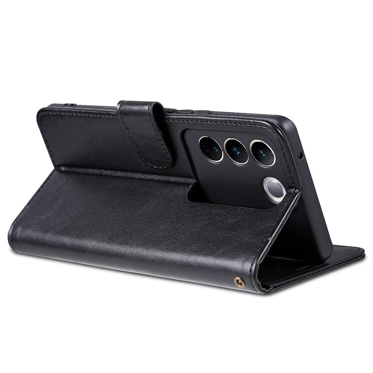 AZNS Leather Wallet Case for vivo S16 / S16 Pro, Stand Anti-drop Cell Phone Cover - Black