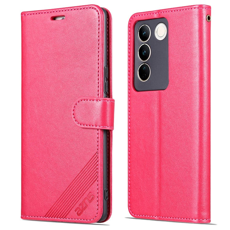 AZNS Leather Wallet Case for vivo S16 / S16 Pro, Stand Anti-drop Cell Phone Cover - Red