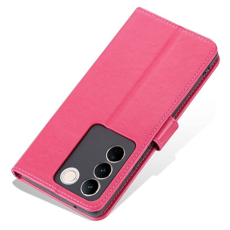 AZNS Leather Wallet Case for vivo S16 / S16 Pro, Stand Anti-drop Cell Phone Cover - Red