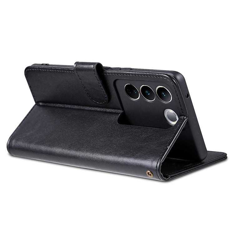 AZNS Mobile Phone Case for vivo S16e 5G, PU Leather Wallet Stand Phone Cover - Black