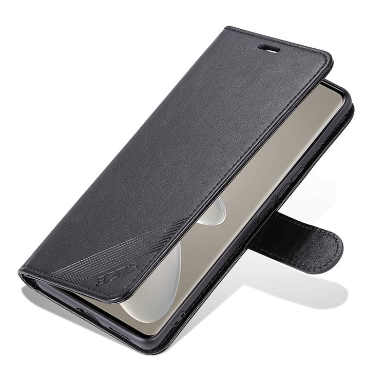 AZNS Mobile Phone Case for vivo S16e 5G, PU Leather Wallet Stand Phone Cover - Black