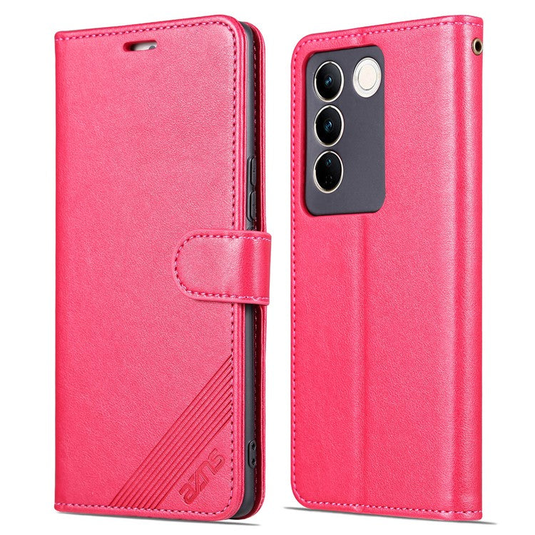 AZNS Mobile Phone Case for vivo S16e 5G, PU Leather Wallet Stand Phone Cover - Red