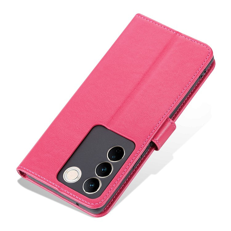 AZNS Mobile Phone Case for vivo S16e 5G, PU Leather Wallet Stand Phone Cover - Red