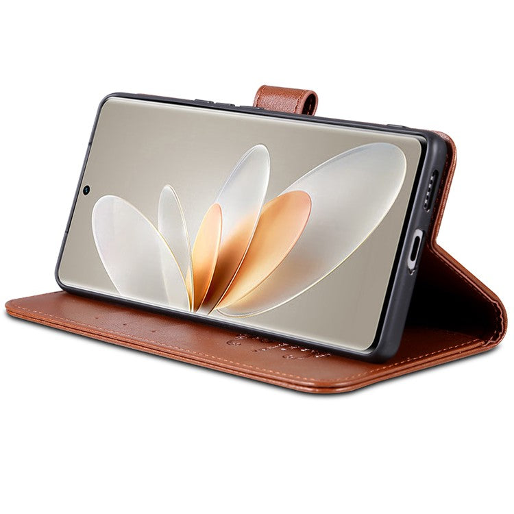 AZNS Mobile Phone Case for vivo S16e 5G, PU Leather Wallet Stand Phone Cover - Brown