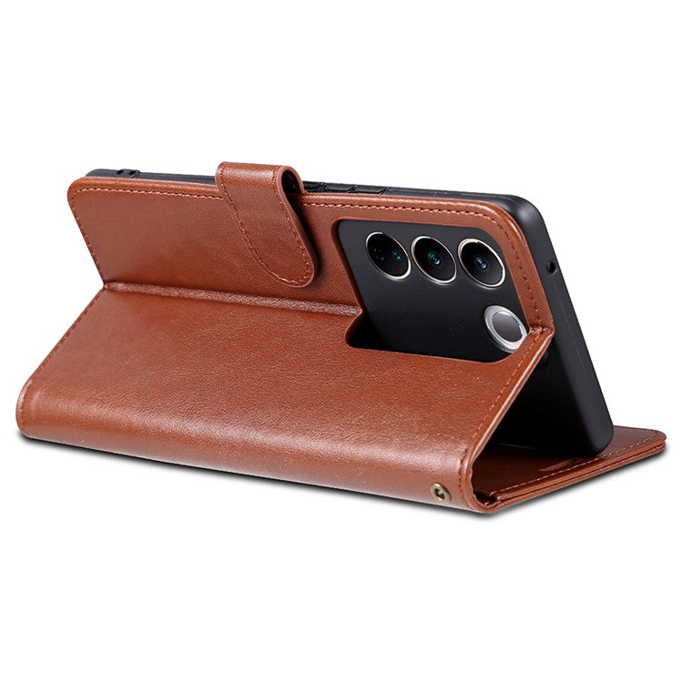 AZNS Mobile Phone Case for vivo S16e 5G, PU Leather Wallet Stand Phone Cover - Brown