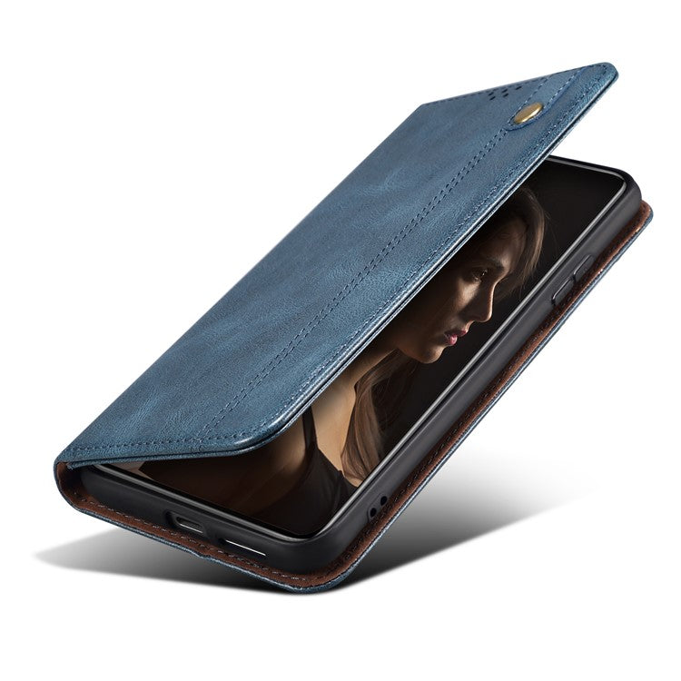 PU Leather Phone Case for vivo iQOO 11 5G, Waxy Crazy Horse Texture Stand Phone Wallet Cover - Blue