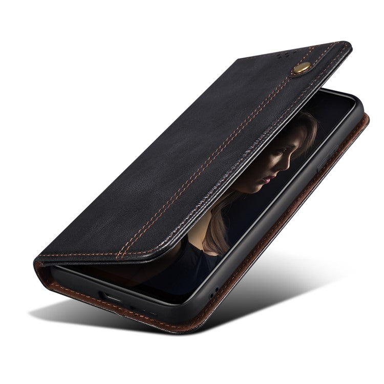 PU Leather Phone Case for vivo iQOO 11 5G, Waxy Crazy Horse Texture Stand Phone Wallet Cover - Black