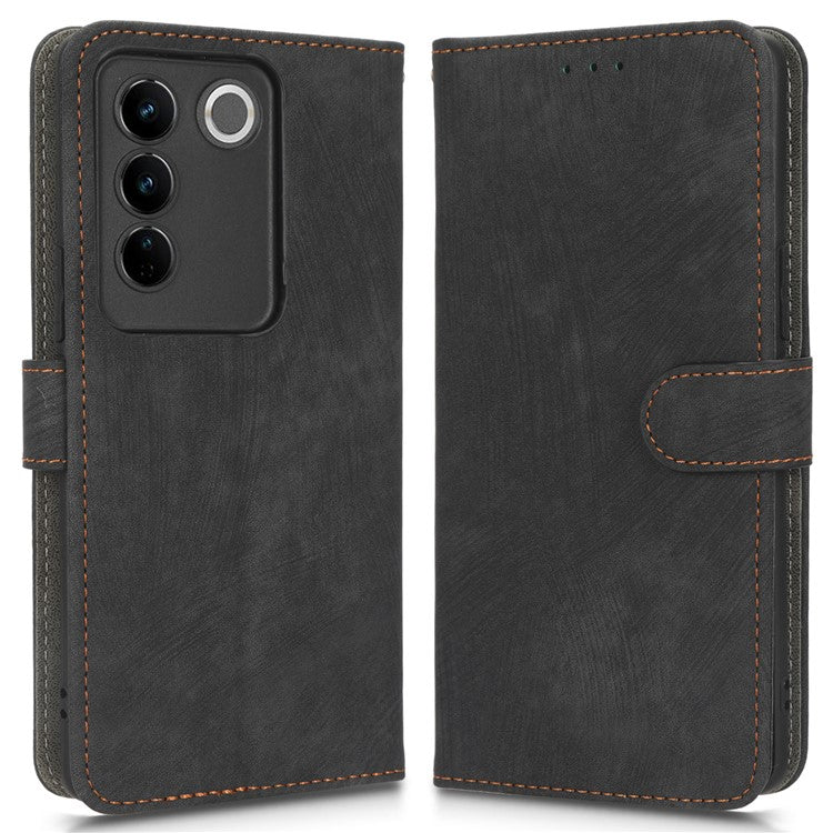 Phone Cover For vivo S16 / S16 Pro / V27 / V27 Pro RFID Blocking Flip Leather Wallet Case with Stand Anti-fall Phone Shell - Black