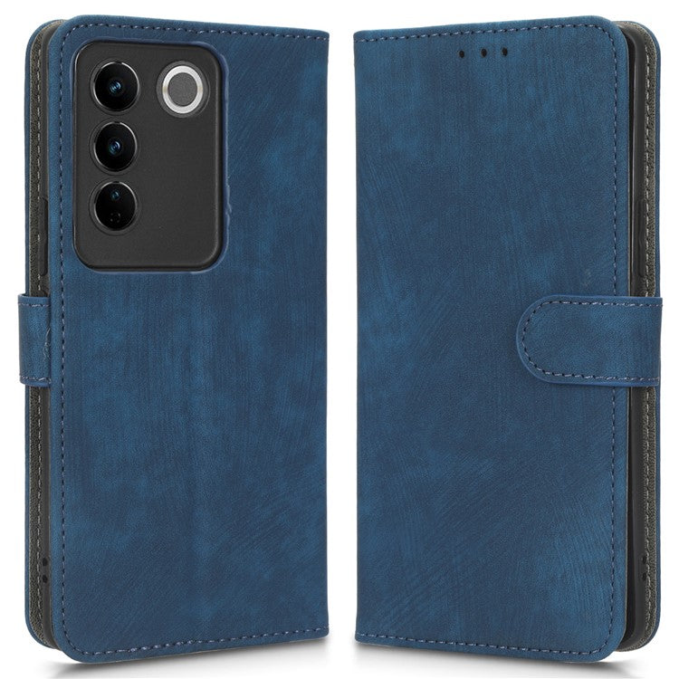 Phone Cover For vivo S16 / S16 Pro / V27 / V27 Pro RFID Blocking Flip Leather Wallet Case with Stand Anti-fall Phone Shell - Blue