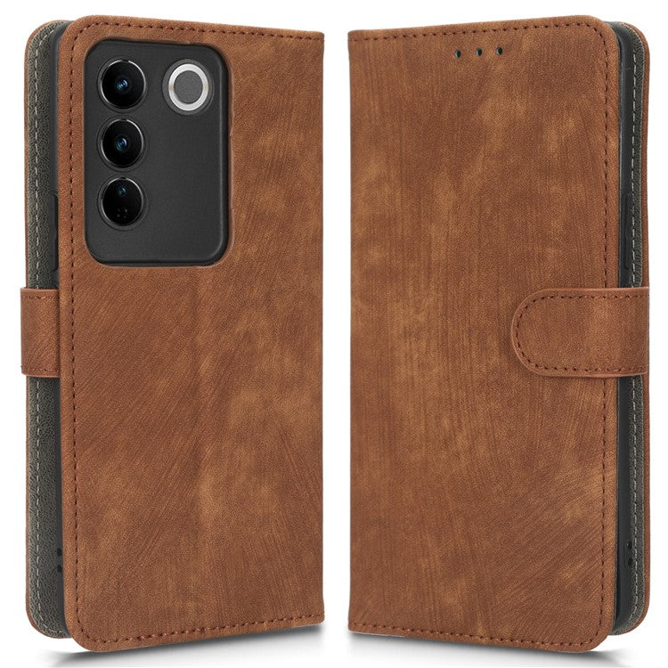 Phone Cover For vivo S16 / S16 Pro / V27 / V27 Pro RFID Blocking Flip Leather Wallet Case with Stand Anti-fall Phone Shell - Brown