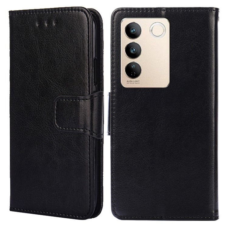 For vivo S16 / S16 Pro Textured PU Leather Wallet Protective Cover Drop-proof Phone Case - Black