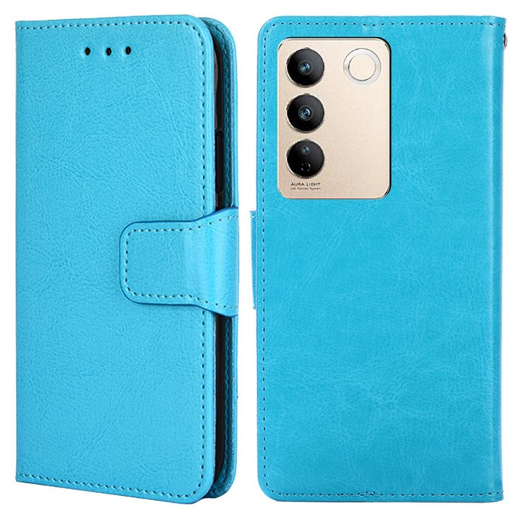 For vivo S16 / S16 Pro Textured PU Leather Wallet Protective Cover Drop-proof Phone Case - Baby Blue