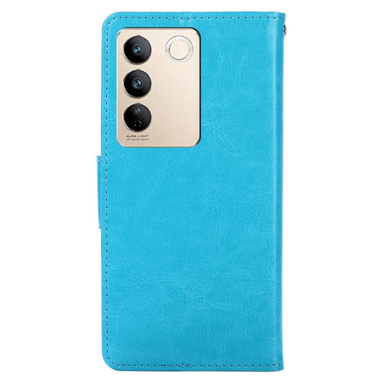 For vivo S16 / S16 Pro Textured PU Leather Wallet Protective Cover Drop-proof Phone Case - Baby Blue