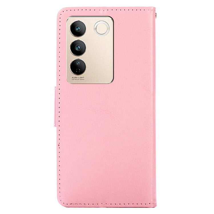 For vivo S16 / S16 Pro Textured PU Leather Wallet Protective Cover Drop-proof Phone Case - Pink