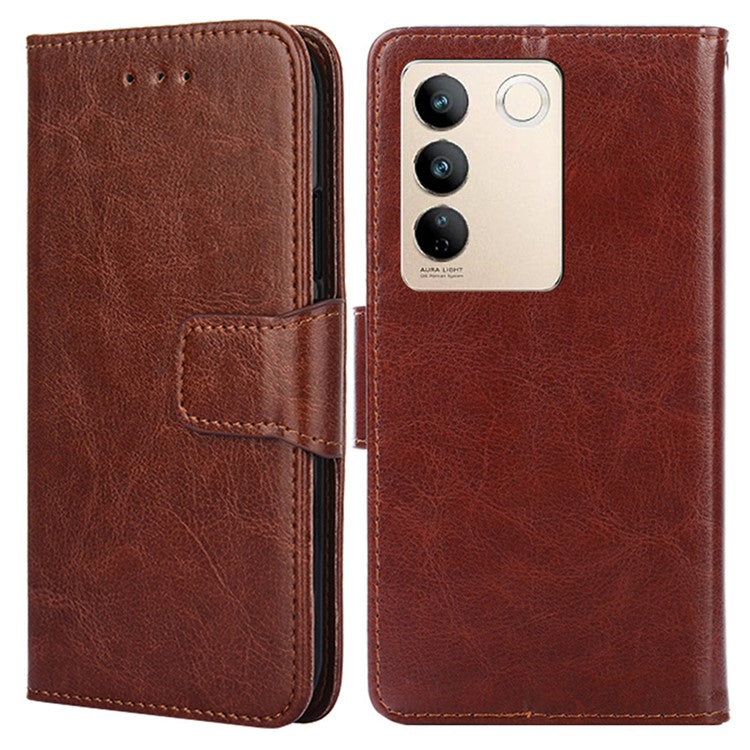 For vivo S16 / S16 Pro Textured PU Leather Wallet Protective Cover Drop-proof Phone Case - Brown