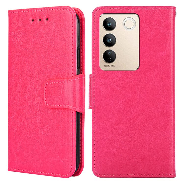 For vivo S16 / S16 Pro Textured PU Leather Wallet Protective Cover Drop-proof Phone Case - Rose