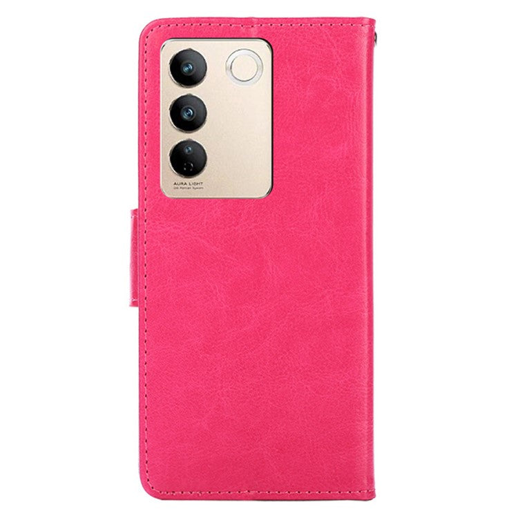 For vivo S16 / S16 Pro Textured PU Leather Wallet Protective Cover Drop-proof Phone Case - Rose