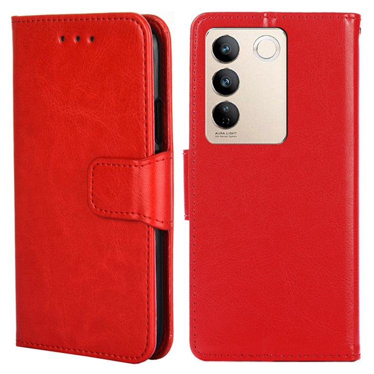 For vivo S16 / S16 Pro Textured PU Leather Wallet Protective Cover Drop-proof Phone Case - Red