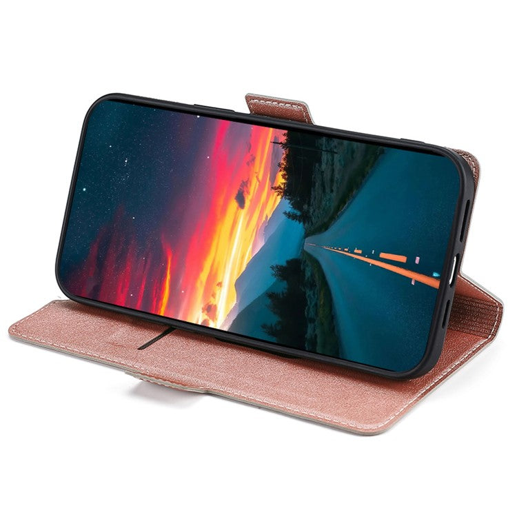 For vivo Y02 4G PU Leather Stand Cover Ultra Slim Shockproof Phone Case with Card Slot - Rose Gold