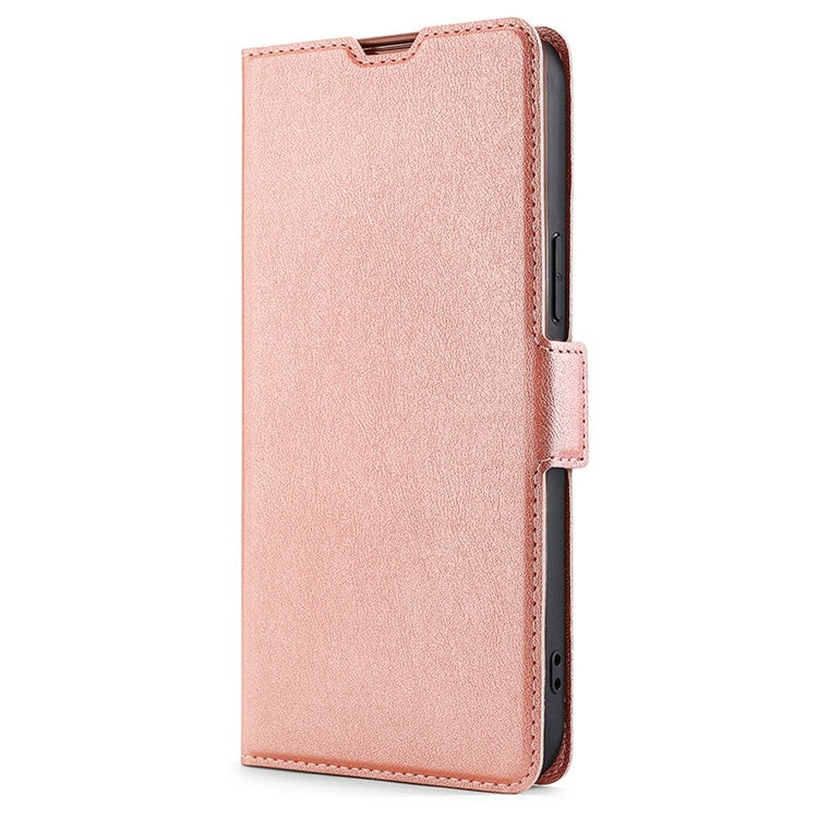 For vivo Y02 4G PU Leather Stand Cover Ultra Slim Shockproof Phone Case with Card Slot - Rose Gold