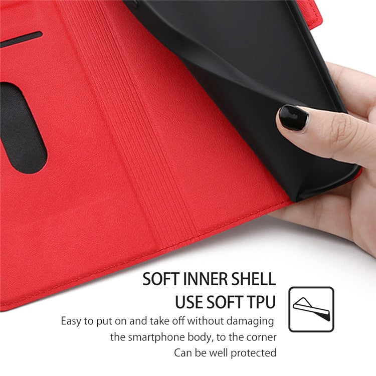 For vivo Y02 4G PU Leather Stand Cover Ultra Slim Shockproof Phone Case with Card Slot - Red